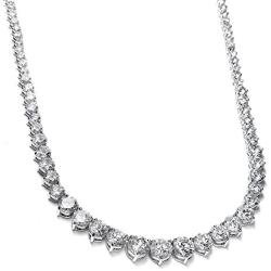 Mariell Graduated Cubic Zirconia Tennis Necklace, Platinum Plated Graduated CZ Bridal Statement Jewelry