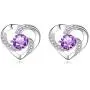 Jewelry Set for women, 925 Sterling Silver Stud Earrings, Love Pendant Necklace with White/Purple/Blue Cubic Zirconia for Girlfriend , Best valentines-day Gift Mothers Day Mom Gifts from Daughter Son