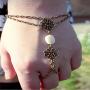 Yalice Boho Finger Bracelet Ring Carved Hand Chains Vintage Beaded Slave Finger Chain Jewelry for Women and Girls