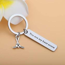 HOLLP Hockey Charm Keychain Hockey Player Jewelry You are My Best Score Ice Hockey Gifts for Hockey Players Valentine’s Gift