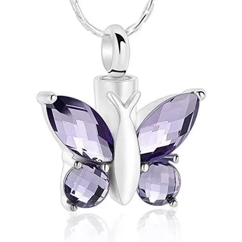 constantlife Cremation Jewelry for Ashes Memorial Urn Necklace Silver Plated Elegant Butterfly Shape Crystal Pendant Keepsake for Human Pets constantlife Cremation Jewelry for Ashes Memorial Urn Necklace Silver Plated Elegant Butterfly Shape Crystal Pendant Keepsake for Human Pets