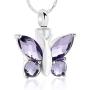 constantlife Cremation Jewelry for Ashes Memorial Urn Necklace Silver Plated Elegant Butterfly Shape Crystal Pendant Keepsake for Human Pets