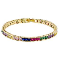 Lavencious AAA CZ Cubic Zirconia Stone Princess Cut 4MM Tennis Bracelets, 7 Inch Lengh for Women Bridal & Party Jewelry