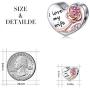 FOREVER QUEEN 925 Sterling Silver Heart Love with 3D Rose Flower Charms Beads for Bracelets Necklaces Wedding Valentines Day Mothers Day Gift Jewelry for Women
