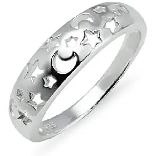 Silverline Jewely 925 Sterling Silver Stars & the Moon Pierced Celestial Ring | Sizes 5-10 Silverline Jewely 925 Sterling Silver Stars & the Moon Pierced Celestial Ring | Sizes 5-10