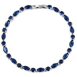 Shop LC Delivering Joy Silvertone Marquise Blue Cubic Zirconia CZ Line Tennis Bracelet Women Jewelry for Gifts Fashion 8'' Cttw 7