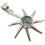 SilverStarJewel Solid Sterling Silver Natural Round Cab Apatite Sun Necklace Pendant 1.3''
