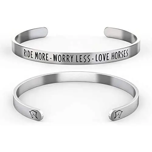 Happy Kisses Horse Bracelet – Horse Gift for Horseback Riders – “Ride More – Worry Less – Love Horses”, Cute Cuff for Women & Girls Happy Kisses Horse Bracelet – Horse Gift for Horseback Riders – “Ride More – Worry Less – Love Horses”, Cute Cuff for Women & Girls