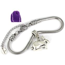 Rabbit Bracelet for Women | A Rabbit Gift with a Bunny Rabbit Charm on a Hypoallergenic Stainless Steel Snake Chain Bracelet Great Rabbit Gifts for Women or Men or Rabbit Jewelry as the Rabbit Gift