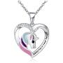 Binoster Unicorn Necklace Girl Heart Sliver Jewelry for Women Teen Girls Kid Keep me in Your Heart Pendants Gift 40cm Adjustable Chain (Necklace)