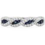 10K Gold Blue Sapphire & White Diamond Bridal Swirl Stackable Anniversary Wedding Band