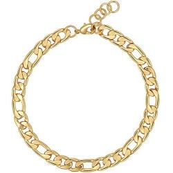 Gold Figaro Chain Choker Necklace Short for Women 16'' 18K Gold Plated Punk Gothic Hip Hop Thick Cuban Link Chunky Necklace for Womens Girls