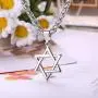Udalyn Star of David Pendant Necklace Stainless Steel Jewish Silver Jewelry for Men Women Religious 24'' Link Chain