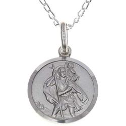 Sterling Silver St Christopher Pendant with 18'' Silver Chain and Gift Box