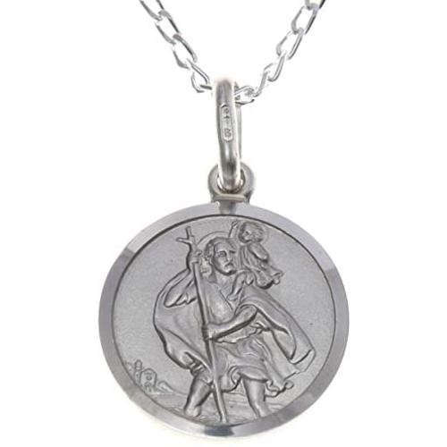 Sterling Silver St Christopher Pendant with 18'' Silver Chain and Gift Box