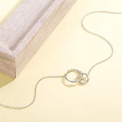 WISHMISS Mom Gifts, Gifts for Mom, 925 Sterling Silver Two Circle Interlocking Necklace for Women