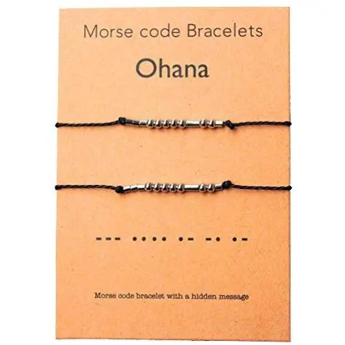 QianCraftKits Morse Code Bracelet Stainless Steel Beads Secret Message Ohana Gifts Bracelet Gift Jewelry for Her and His Set for 2 Cards 2 Bracelets QianCraftKits Morse Code Bracelet Stainless Steel Beads Secret Message Ohana Gifts Bracelet Gift Jewelry for Her and His Set for 2 Cards 2 Bracelets