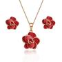 Rose Flower Necklace Earrings Set for Women 18K Gold Plated Hypoallergenic Jewelry Sets