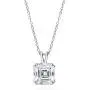 BERRICLE Rhodium Plated Sterling Silver Asscher Cut Cubic Zirconia CZ Solitaire Bridal Bridesmaid Fashion Necklace and Earrings Set