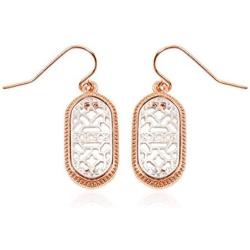Moroccan Filigree Geometric Drop Earrings - Bohemian Metallic Cutout Hook Lightweight Dangles Flower Petal Leaf/Teardrop/Scallop/Circle/Quatrefoil
