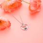 S925 Sterling Silver Cute Paw Print Heart Pendant Necklace for Dog Lover Women Paw Jewelry 18 inches