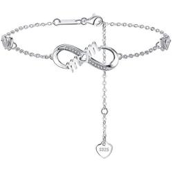 DESIMTION Infinity Bracelets for Women 925 Sterling Silver Adjustable Bracelets for Women Mothers Day Jewelry Birthday Gifts for Mom Wife Girlfriend Girls