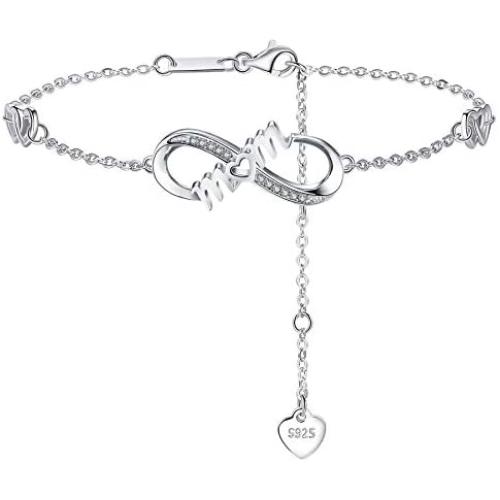 DESIMTION Infinity Bracelets for Women 925 Sterling Silver Adjustable Bracelets for Women Mothers Day Jewelry Birthday Gifts for Mom Wife Girlfriend Girls