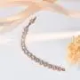 SWEETV Round Cubic Zirconia Wedding Bracelets for Brides, Crystal Elegant Tennis Bracelet for Women Bridal Jewelry