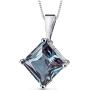 14 Karat White Gold Princess Cut 3.00 Carats Created Alexandrite Pendant