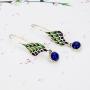 EVER FAITH Womens 925 Sterling Silver Enamel Lapis Lazuli Angel Wing Daily Hook Drop Earrings