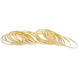Lux Accessories Gold Tone Multi Textured and Smooth Aztec Bangle Set