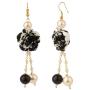 Efulgenz Jewelry Set Black Floral Faux Pearl Beads Strand Necklace Earrings Fashion Costume Jewelry Women Girls
