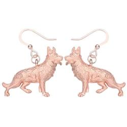 DUOWEI German Shepherd Dog Earrings Vintage Dangle Jewelry Charms Gifts | Silver Rose-gold And Gold Plated