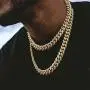 GOLD IDEA JEWELRY 10MM HIP HOP Classic 14K /White Gold Plated Iced Out Cuban Link Chain Prong Setting Cubic Zirconia Miami Cuban Link Choker necklace/Bracelet for men women