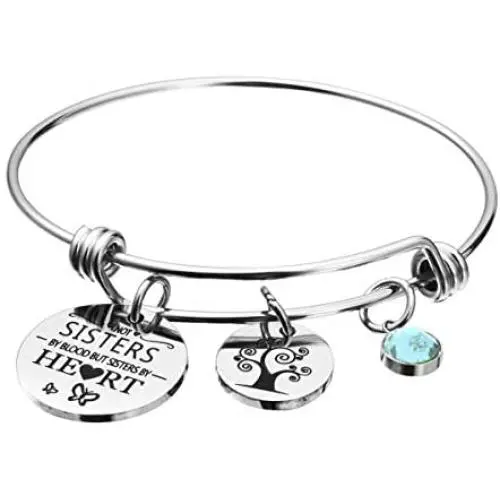 omodofo Friends Birthstone Bracelet Not Sister By Blood But Sister By Heart Friendship Charm Cuff Sister Jewelry Galentines Gift omodofo Friends Birthstone Bracelet Not Sister By Blood But Sister By Heart Friendship Charm Cuff Sister Jewelry Galentines Gift