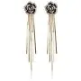 Fashion jewelry designer statement long rhinestone black camellia flower rose earrings for women Fashion jewelry designer statement long rhinestone black camellia flower rose earrings for women