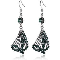 ZRosse Charm Chic Bohemian Vintage Sparkly Rhinestone Earrings Dangle Earrings Antique Silver Ethnic Tribal Retro Crystal Drop Earrings Jewelry for Women Girls