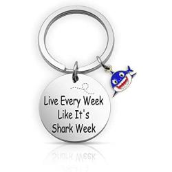 Shark Keychain Shark Girl Jewelry Gift Live Every Week Like Its Shark Week Shark Gifts Inspirational Keychain Motivation Gifts for Friends Shark Colleague Gifts(live like shark KR)