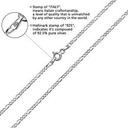 Savlano 925 Sterling Silver 2mm Italian Solid Figaro Link Chain Necklace with Gift Box for Men & Women - Made in Italy