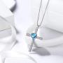 Birthstone Necklace/Earring 925 Sterling Silver Women Cross/3D Cube/Cresent Moon Birth Stone Jewelry Mens Birthday Gift Anniversary Present