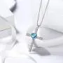 Birthstone Necklace/Earring 925 Sterling Silver Women Cross/3D Cube/Cresent Moon Birth Stone Jewelry Mens Birthday Gift Anniversary Present