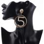 Women Jewelry Lucky Number Five Big Waves Circle Earrings with Pearl