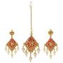 Efulgenz Indian Bollywood Gold Plated Kundan Maang Tikka Head Chain Dangle Earrings Bridal Wedding Jewelry Set