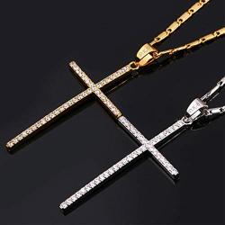 U7 Women Simple Classic 18K Gold Plated CZ Cross Pendant Necklace