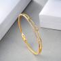 E 18K Gold Plated Bangles Bracelets for Women, Cubic Zirconia, Jewelry Gifts