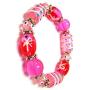 Linpeng GBP-011 Beaded Bracelet for Women Girls, Gift For Women, Glass Beads Stretch Bracelet -Hand Paint Gift Box Beads- Length 7.5'', Pink