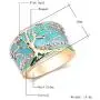 N-A Lucky Flower Tree Rings Gold Pink Opal Green Enamel Wide Ring for Woman Party Crystal Vintage Jewelry N-A Lucky Flower Tree Rings Gold Pink Opal Green Enamel Wide Ring for Woman Party Crystal Vintage Jewelry