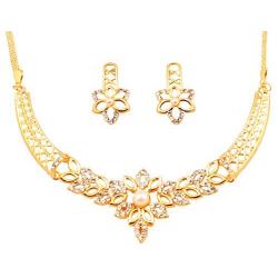 Touchstone Hollywood Glamour White Crystals Bridal Jewelry Necklace in Gold Tone for Women