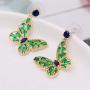 DAMLENG Brilliant Shine Green Fairy Tale Butterfly Stud Earrings Rhinestone Animal Insect Charm Dangle Drop Earrings for Women Girls Jewelry Gift