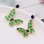 DAMLENG Brilliant Shine Green Fairy Tale Butterfly Stud Earrings Rhinestone Animal Insect Charm Dangle Drop Earrings for Women Girls Jewelry Gift